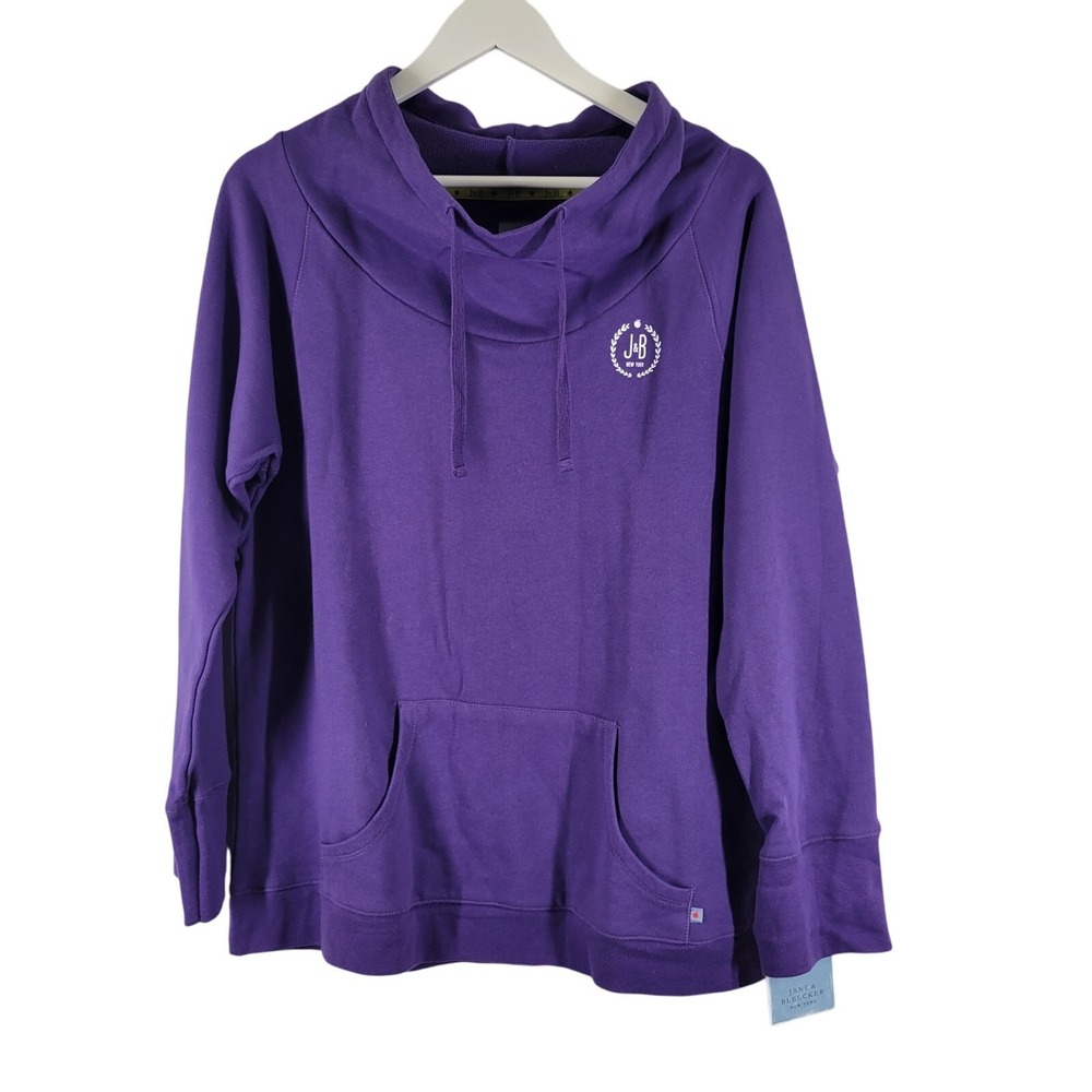 Jane & Bleecker Sweatshirt Women‎ XL Purple Cowl Neck Graphic Pullover New